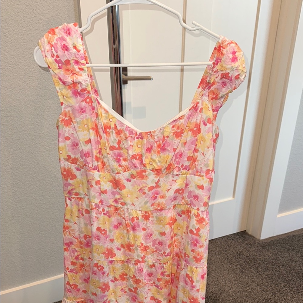 Floral Tiered Square Neck Dress